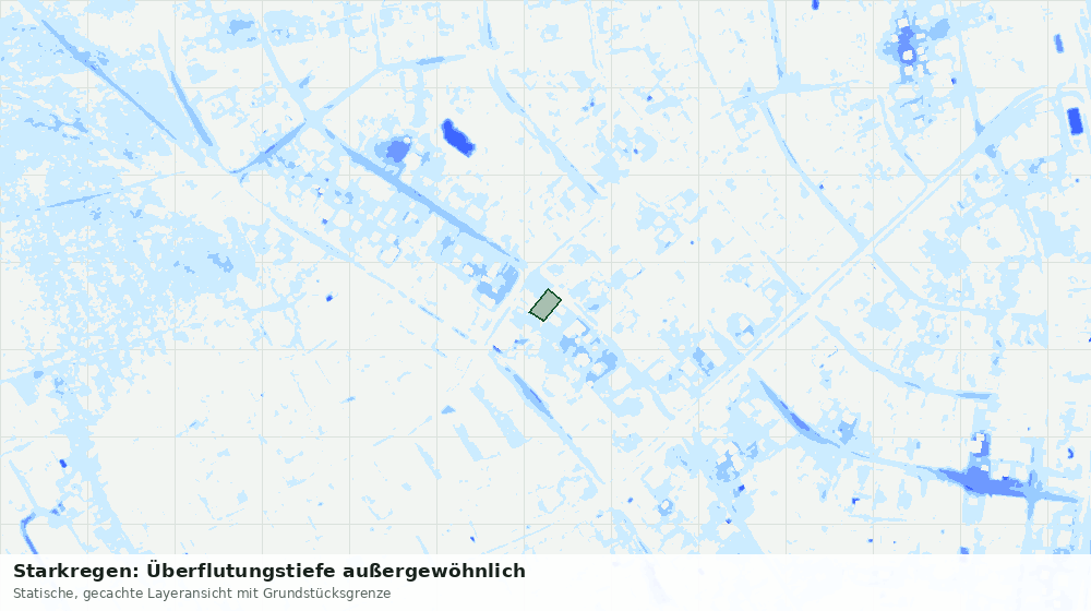 Statische Kartenansicht: Starkregen: Überflutungstiefe außergewöhnlich