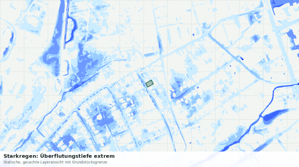 Statische Kartenansicht: Starkregen: Überflutungstiefe extrem