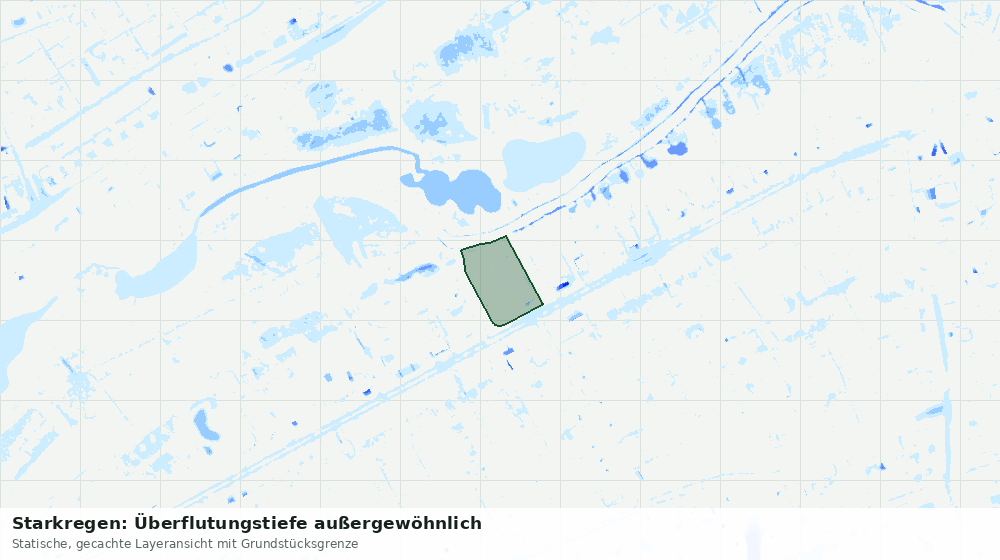 Statische Kartenansicht: Starkregen: Überflutungstiefe außergewöhnlich