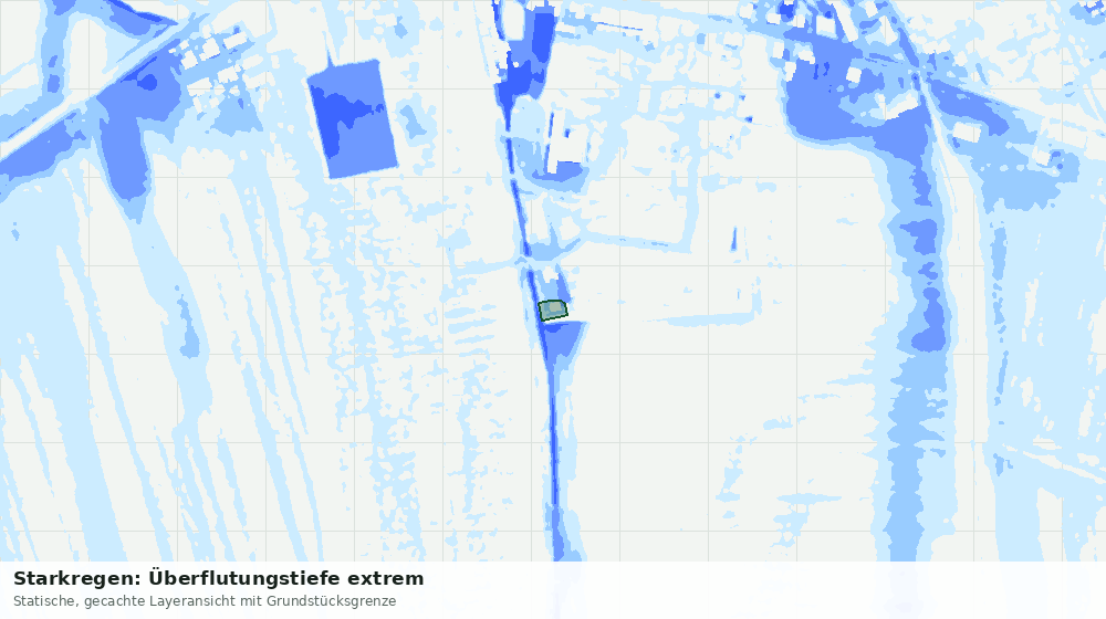 Statische Kartenansicht: Starkregen: Überflutungstiefe extrem
