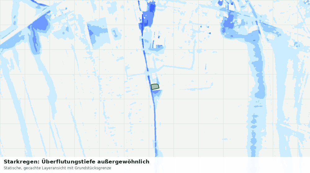 Statische Kartenansicht: Starkregen: Überflutungstiefe außergewöhnlich