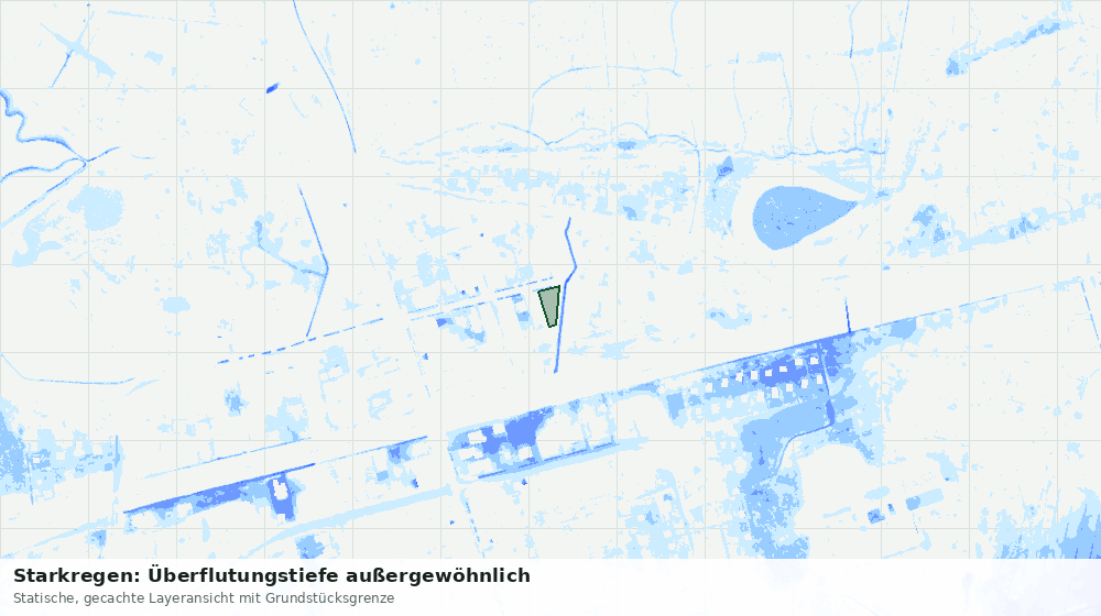 Statische Kartenansicht: Starkregen: Überflutungstiefe außergewöhnlich