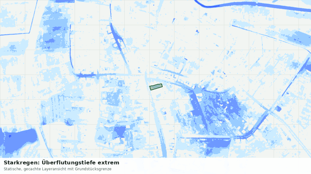 Statische Kartenansicht: Starkregen: Überflutungstiefe extrem