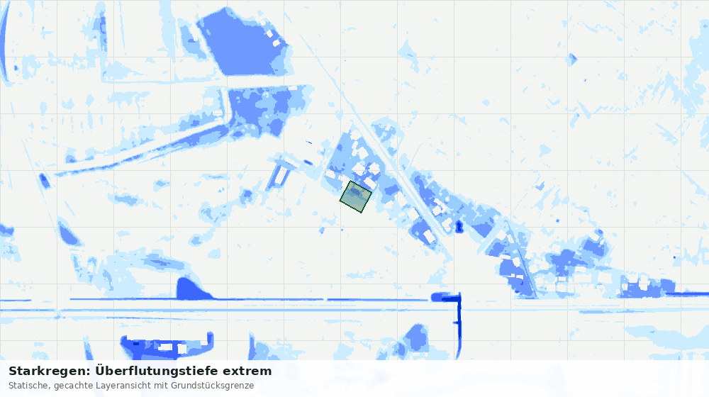 Statische Kartenansicht: Starkregen: Überflutungstiefe extrem