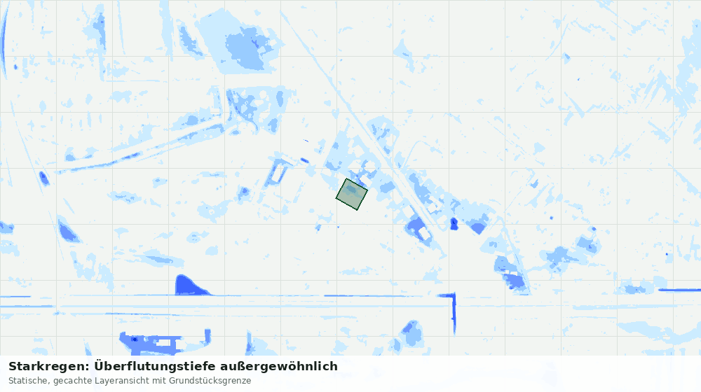 Statische Kartenansicht: Starkregen: Überflutungstiefe außergewöhnlich