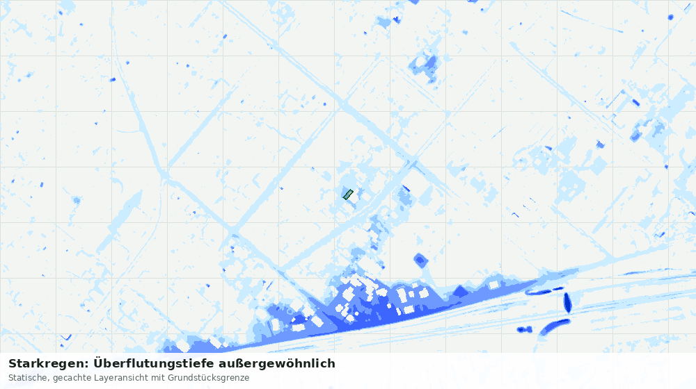 Statische Kartenansicht: Starkregen: Überflutungstiefe außergewöhnlich