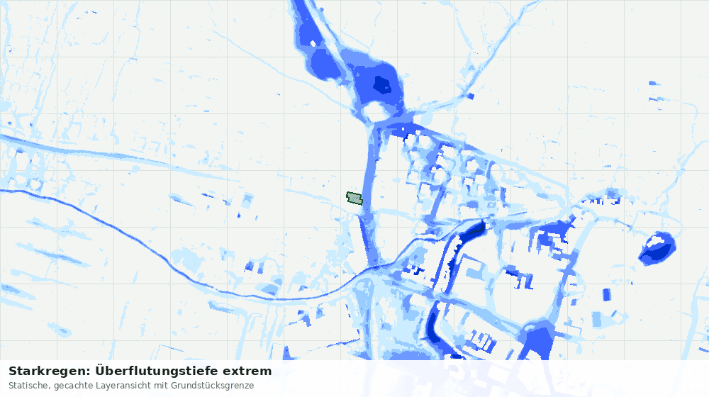 Statische Kartenansicht: Starkregen: Überflutungstiefe extrem