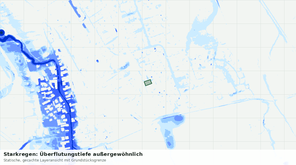 Statische Kartenansicht: Starkregen: Überflutungstiefe außergewöhnlich