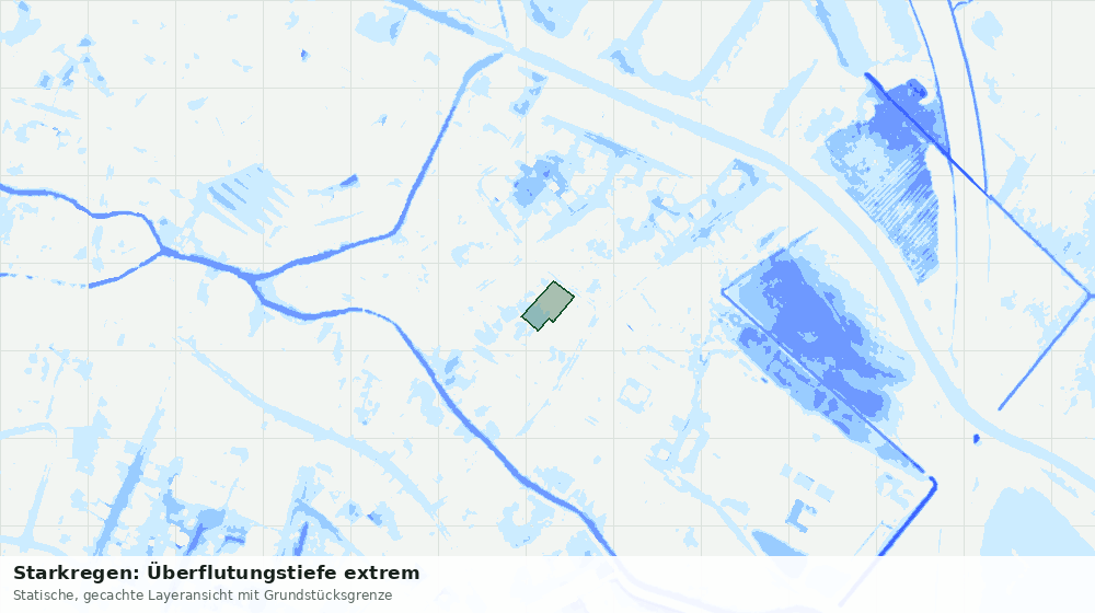 Statische Kartenansicht: Starkregen: Überflutungstiefe extrem