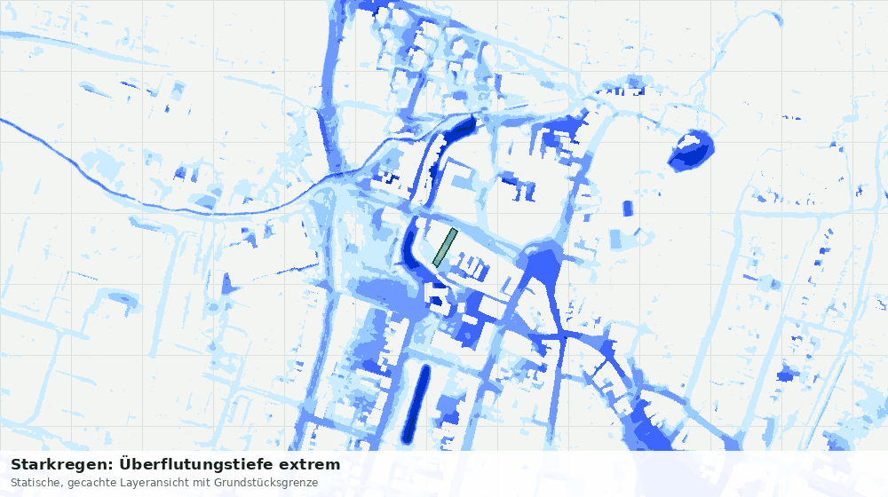 Statische Kartenansicht: Starkregen: Überflutungstiefe extrem