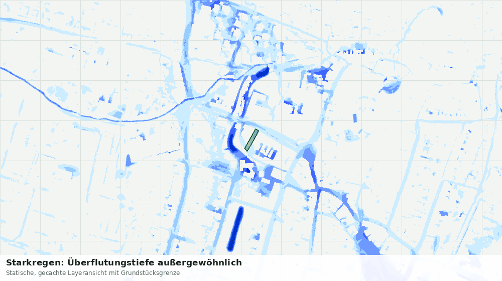 Statische Kartenansicht: Starkregen: Überflutungstiefe außergewöhnlich