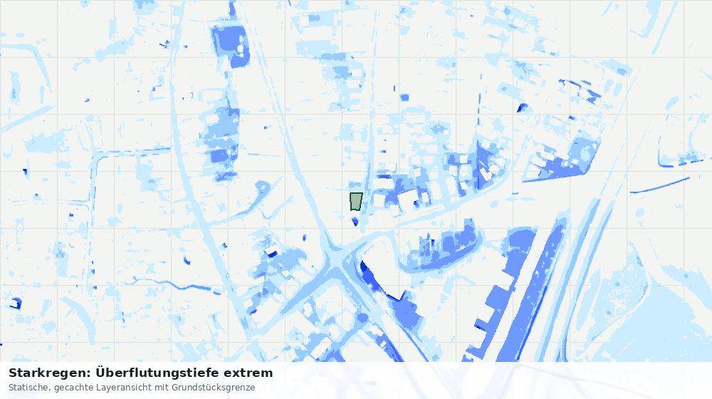 Statische Kartenansicht: Starkregen: Überflutungstiefe extrem