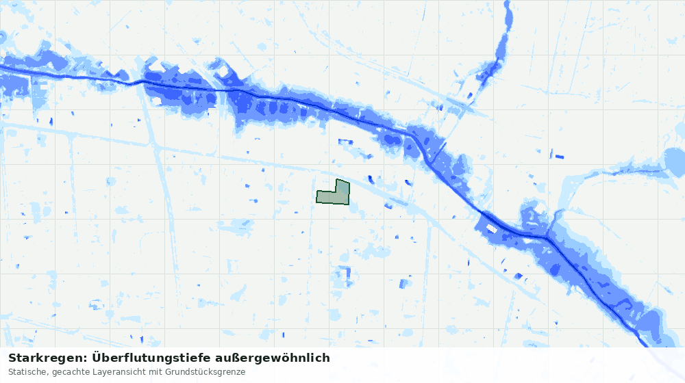 Statische Kartenansicht: Starkregen: Überflutungstiefe außergewöhnlich