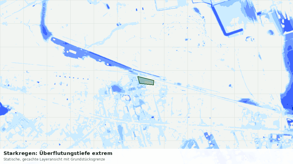 Statische Kartenansicht: Starkregen: Überflutungstiefe extrem