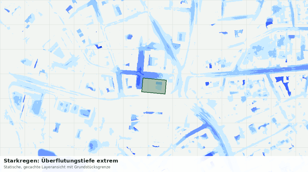Statische Kartenansicht: Starkregen: Überflutungstiefe extrem