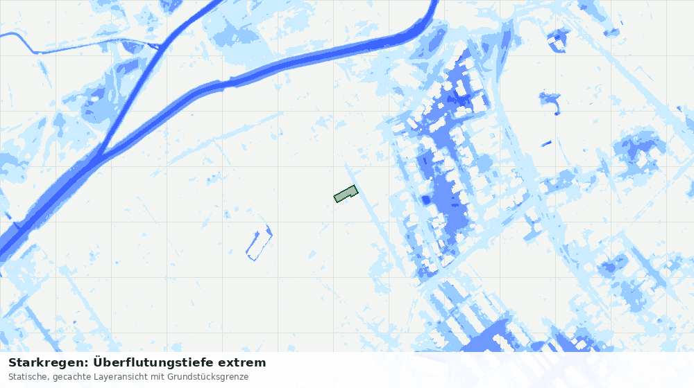 Statische Kartenansicht: Starkregen: Überflutungstiefe extrem