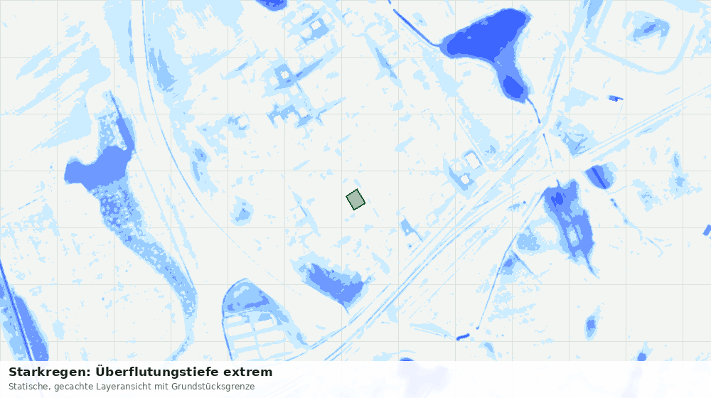 Statische Kartenansicht: Starkregen: Überflutungstiefe extrem
