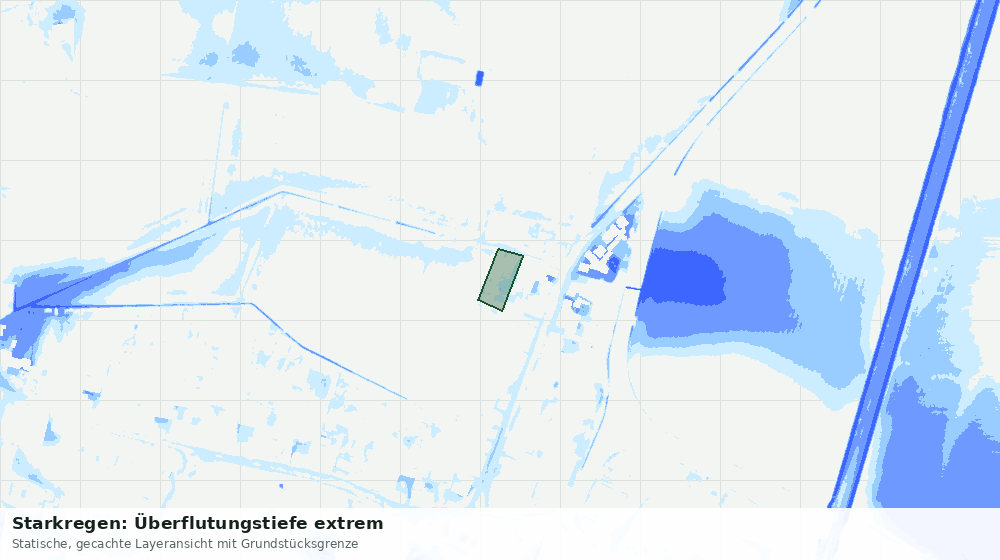 Statische Kartenansicht: Starkregen: Überflutungstiefe extrem