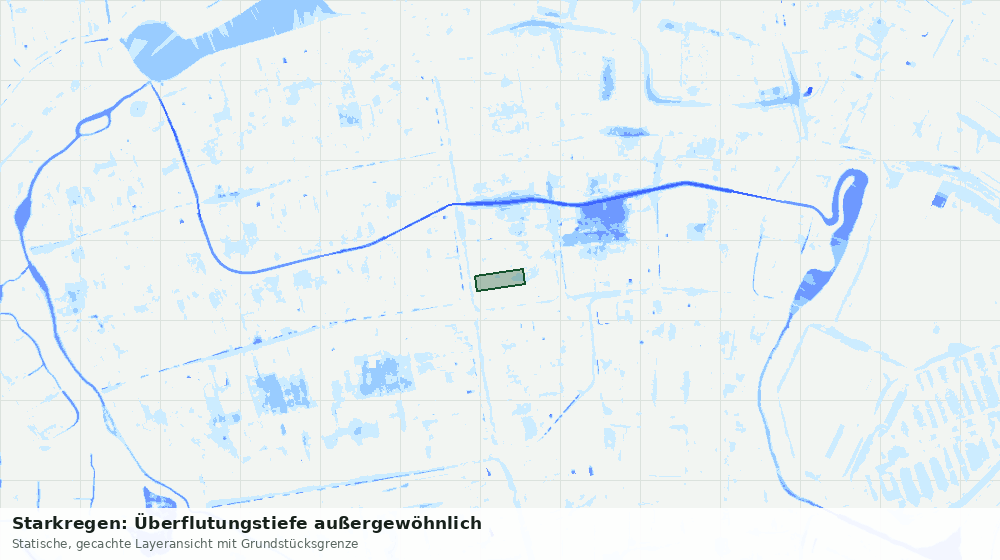Statische Kartenansicht: Starkregen: Überflutungstiefe außergewöhnlich