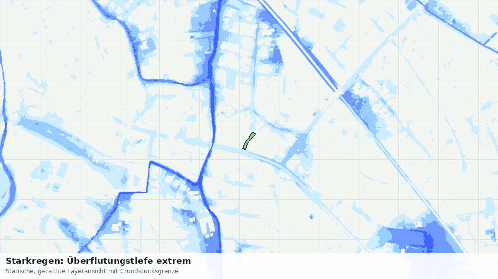 Statische Kartenansicht: Starkregen: Überflutungstiefe extrem