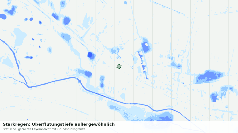 Statische Kartenansicht: Starkregen: Überflutungstiefe außergewöhnlich