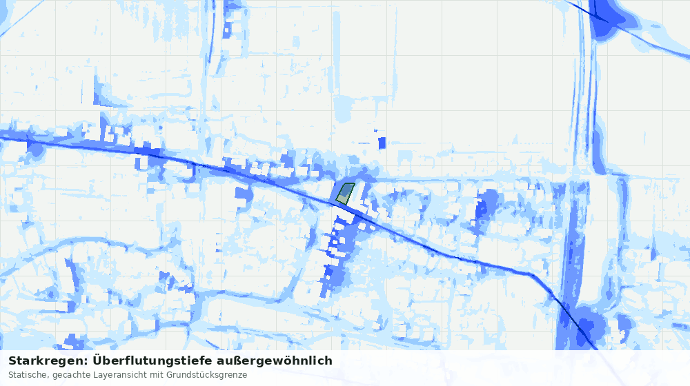 Statische Kartenansicht: Starkregen: Überflutungstiefe außergewöhnlich
