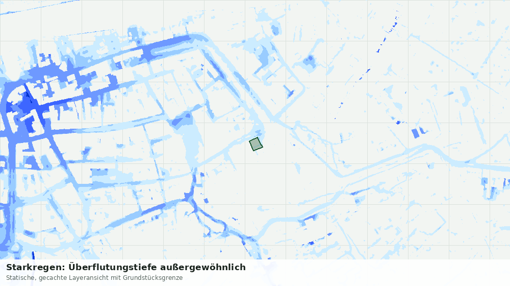 Statische Kartenansicht: Starkregen: Überflutungstiefe außergewöhnlich