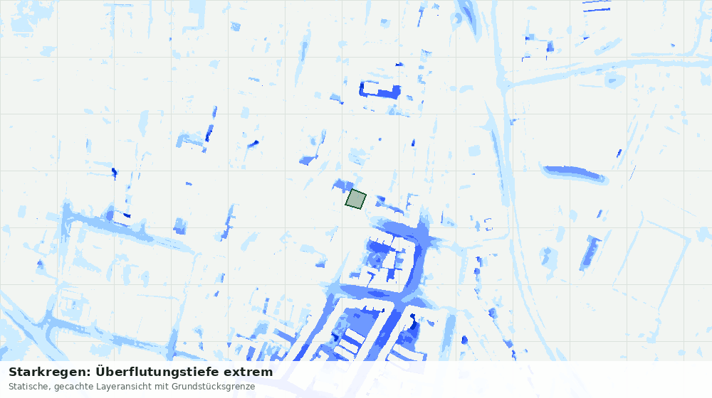 Statische Kartenansicht: Starkregen: Überflutungstiefe extrem