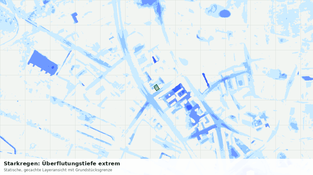Statische Kartenansicht: Starkregen: Überflutungstiefe extrem
