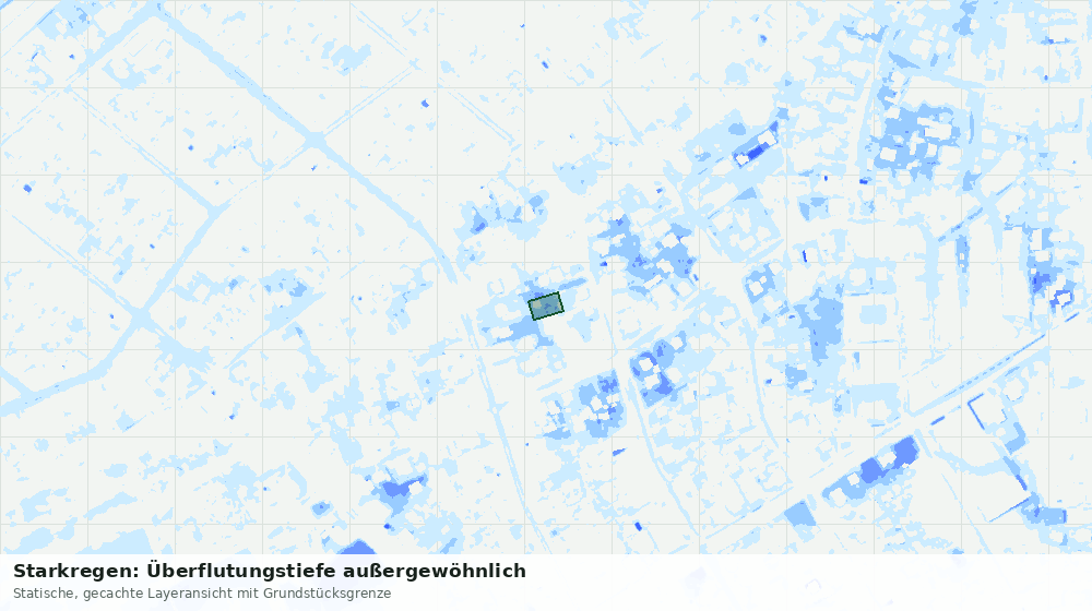 Statische Kartenansicht: Starkregen: Überflutungstiefe außergewöhnlich