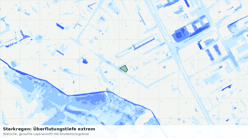 Statische Kartenansicht: Starkregen: Überflutungstiefe extrem
