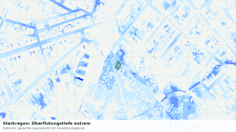 Statische Kartenansicht: Starkregen: Überflutungstiefe extrem