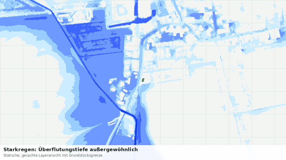 Statische Kartenansicht: Starkregen: Überflutungstiefe außergewöhnlich