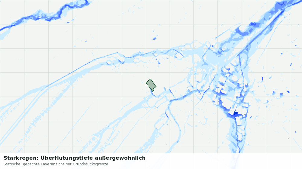Statische Kartenansicht: Starkregen: Überflutungstiefe außergewöhnlich