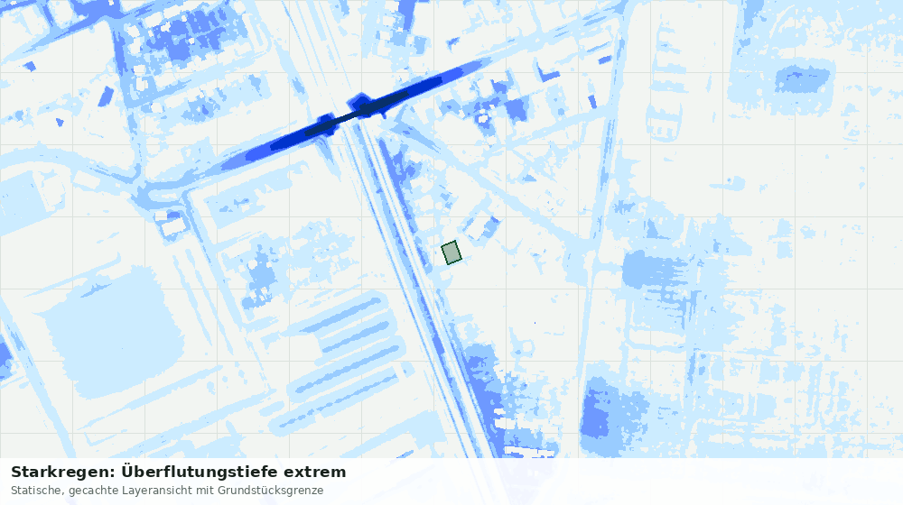 Statische Kartenansicht: Starkregen: Überflutungstiefe extrem