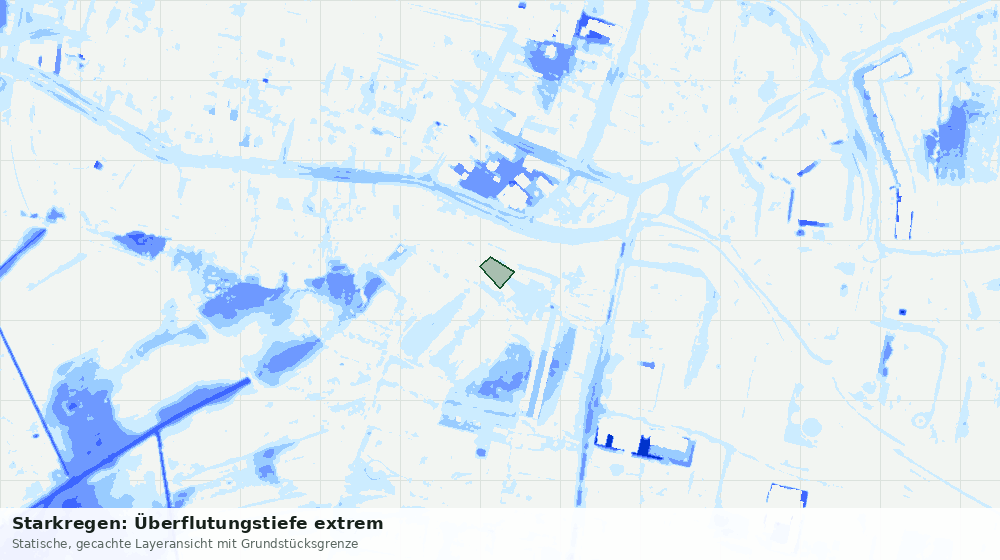 Statische Kartenansicht: Starkregen: Überflutungstiefe extrem