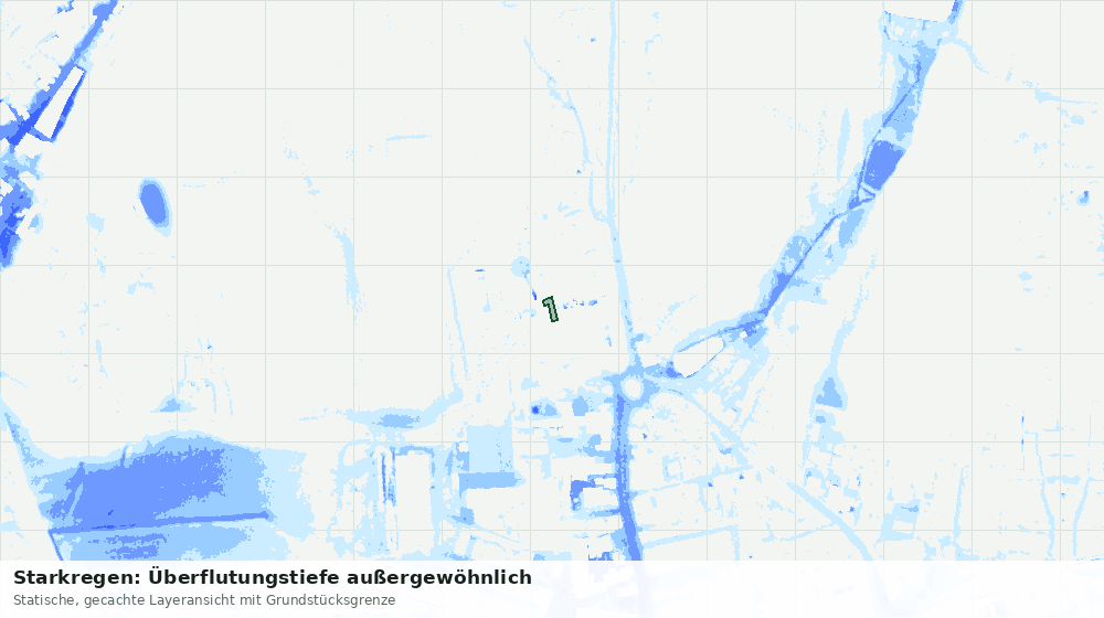 Statische Kartenansicht: Starkregen: Überflutungstiefe außergewöhnlich