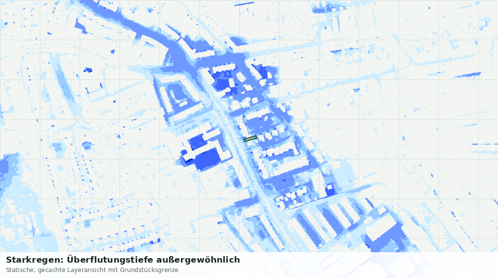 Statische Kartenansicht: Starkregen: Überflutungstiefe außergewöhnlich