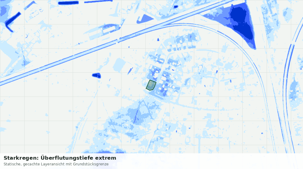 Statische Kartenansicht: Starkregen: Überflutungstiefe extrem