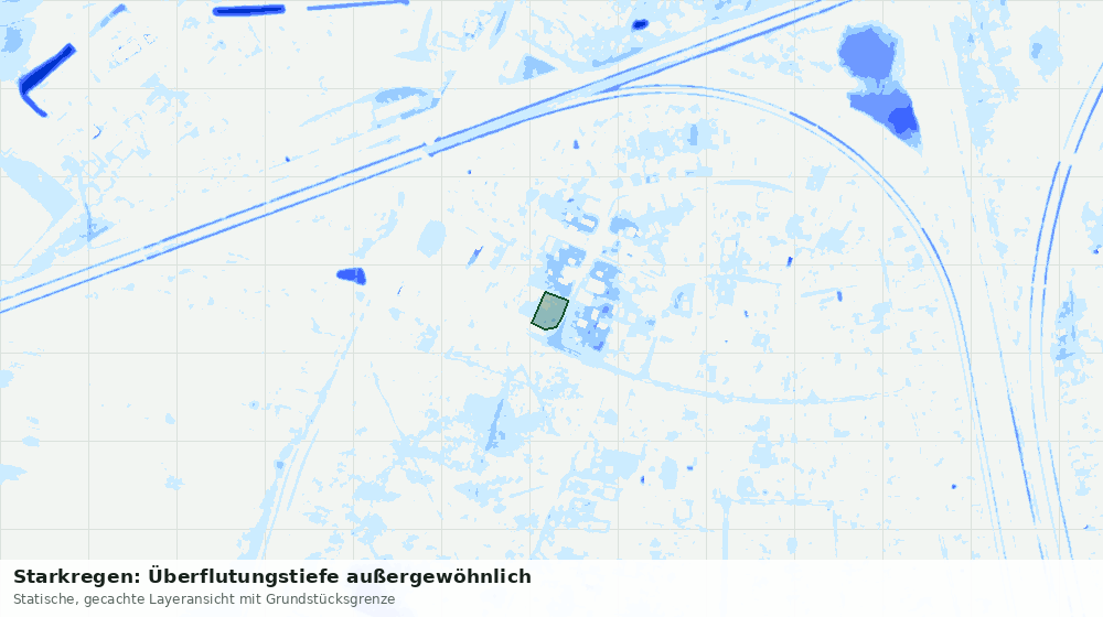 Statische Kartenansicht: Starkregen: Überflutungstiefe außergewöhnlich