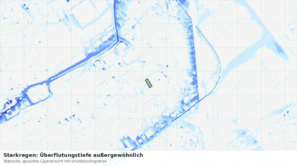 Statische Kartenansicht: Starkregen: Überflutungstiefe außergewöhnlich