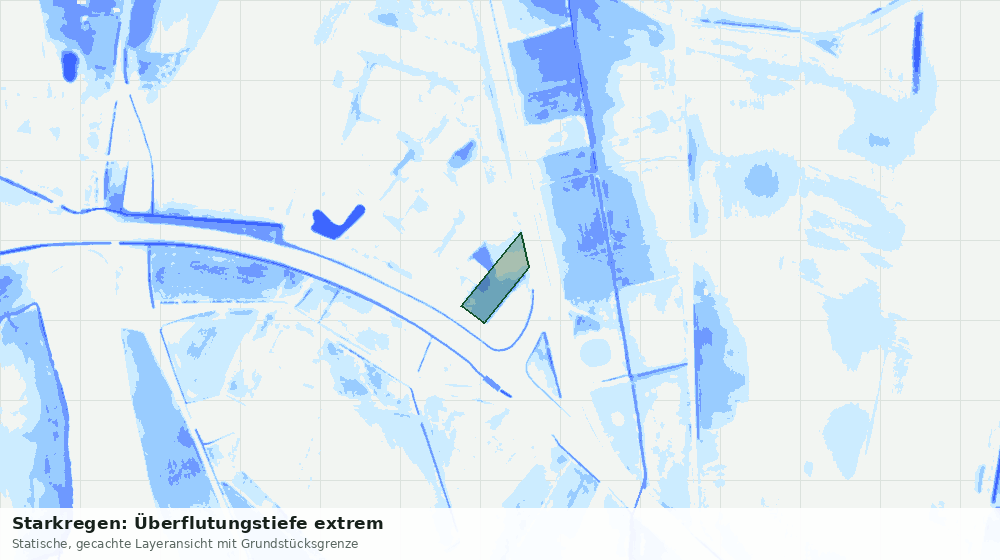 Statische Kartenansicht: Starkregen: Überflutungstiefe extrem