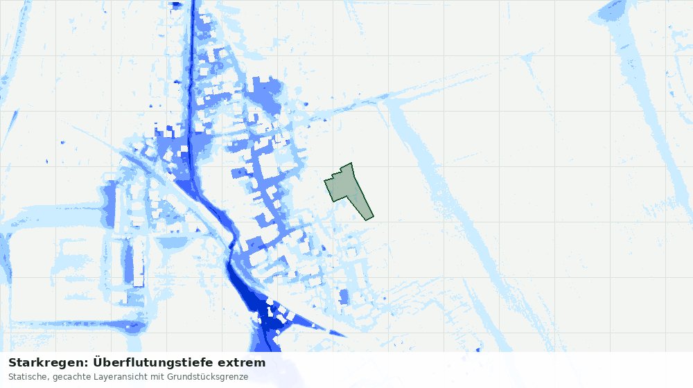 Statische Kartenansicht: Starkregen: Überflutungstiefe extrem