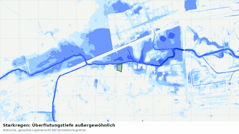 Statische Kartenansicht: Starkregen: Überflutungstiefe außergewöhnlich
