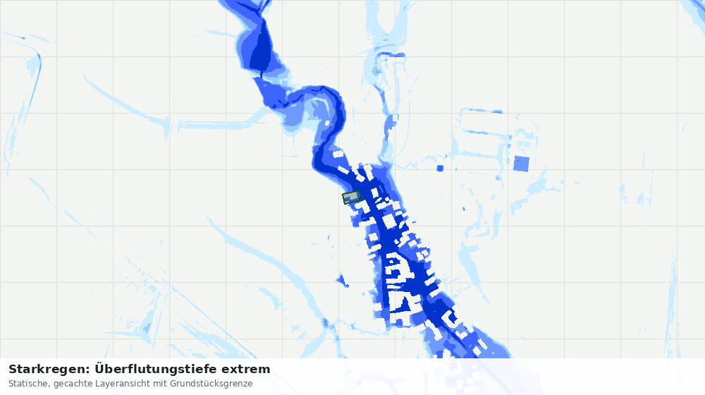 Statische Kartenansicht: Starkregen: Überflutungstiefe extrem