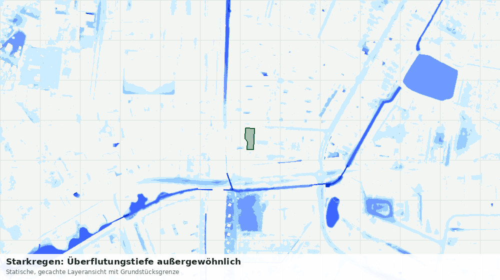 Statische Kartenansicht: Starkregen: Überflutungstiefe außergewöhnlich