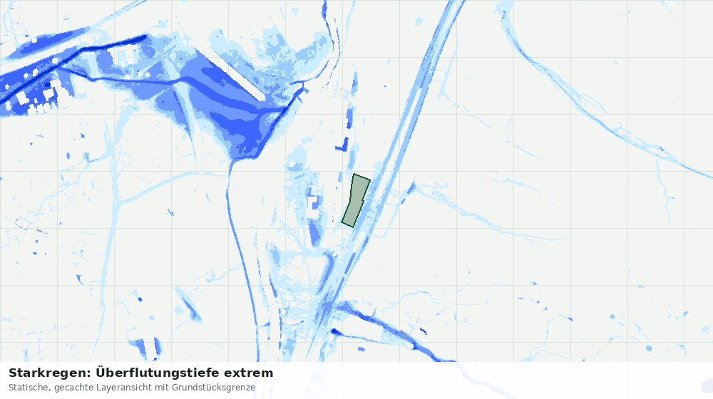 Statische Kartenansicht: Starkregen: Überflutungstiefe extrem