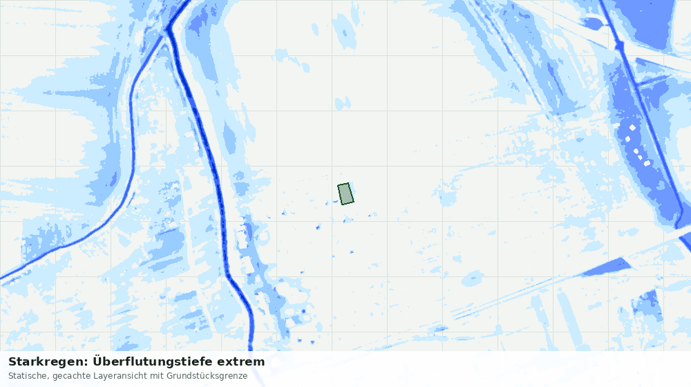 Statische Kartenansicht: Starkregen: Überflutungstiefe extrem