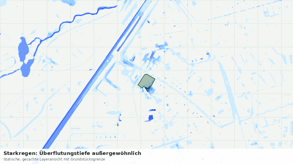 Statische Kartenansicht: Starkregen: Überflutungstiefe außergewöhnlich