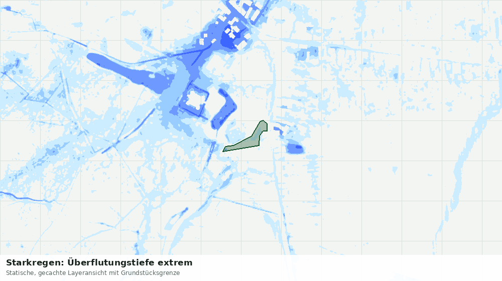 Statische Kartenansicht: Starkregen: Überflutungstiefe extrem